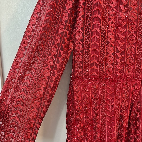 NWT Mac Duggal Embroidered Long Sleeve Red Trumpet Gown 20271 - Picture 11 of 11